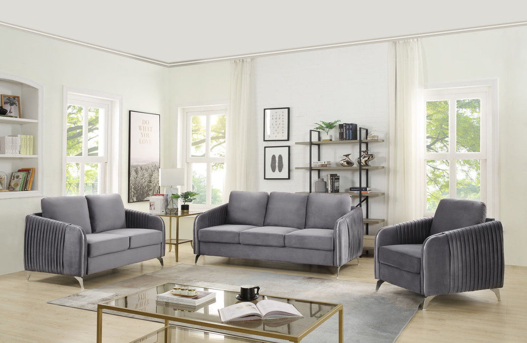 Hathaway - Velvet Fabric Sofa, Loveseat, Chair Living Room (Set of 3)