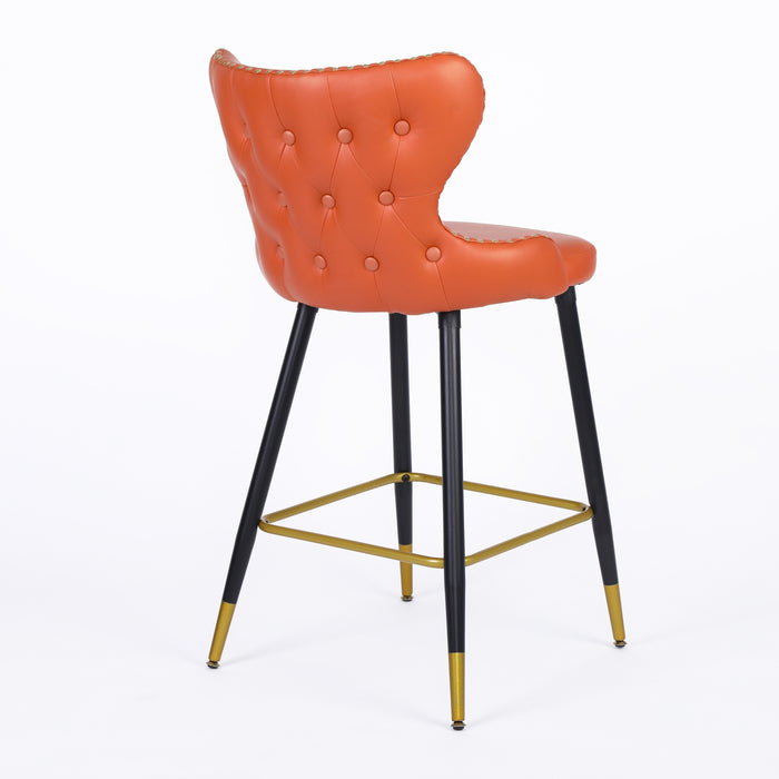 Counter Height Barstools with Backs (Orange, Set of 2)