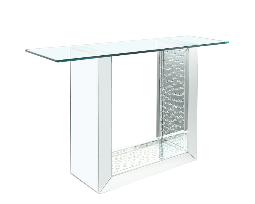 Nysa - Glam Mirrored / Faux Crystal Console Table - Silver / Clear