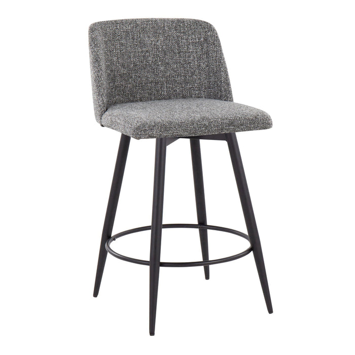 Toriano - Contemporary Fixed-Height, Counter Stool With Swivel With Round Footrest (Set of 2)