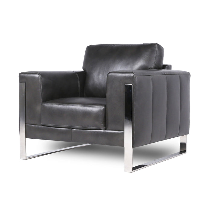 Modern Leather Metal Leg Chair