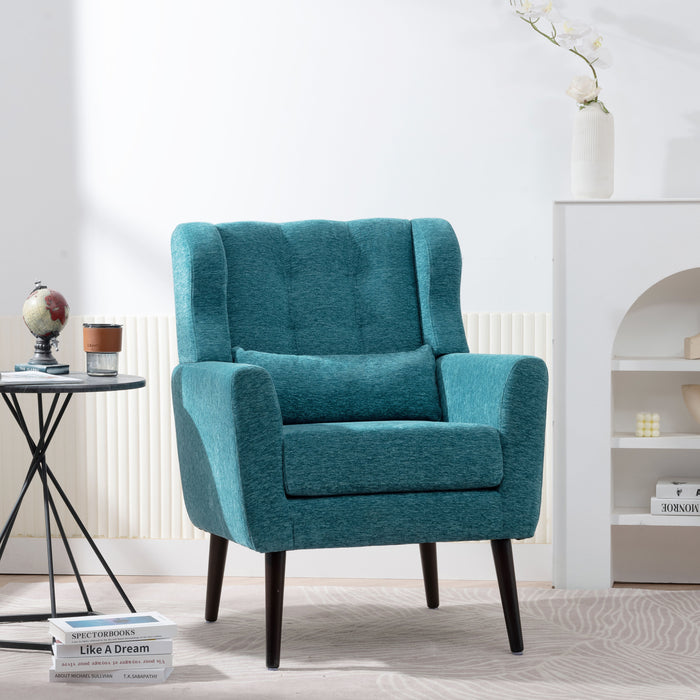 Modern Accent Chair Upholstered Foam Filled Living Room Chairs Comfy Reading Chair Mid-Century Modern Chair With Chenille Fabric Lounge Arm Chairs Armchair For Living Room Bedroom