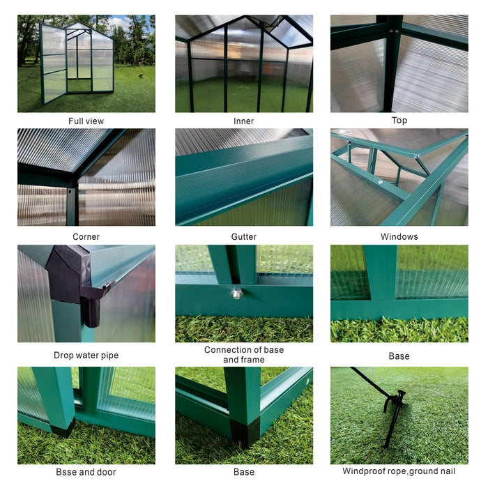 Newly Marketed Gain Height Windproofaluminum Greenhouse Polycarbonate Greenhouse Raised Base And Anchor Aluminum Heavy Duty Walk-In Greenhouses For Outdoor Backyard In All Season