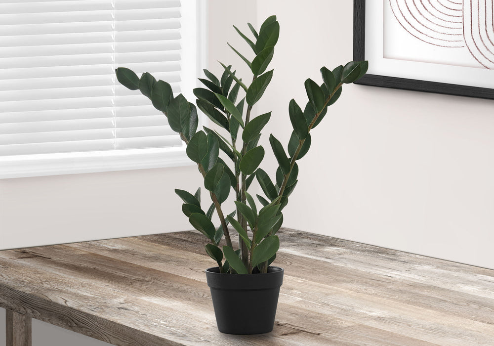 Artificial Plant, 29" Tall, Zz Tree, Indoor, Faux, Fake, Floor, Greenery, Potted, Real Touch, Decorative - Green / Black