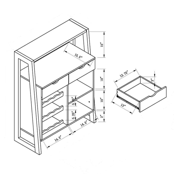 Wine Display Cabinet, Wine Rack With Multi Storage &Three Wine Bottle Compartments - Walnut Oak