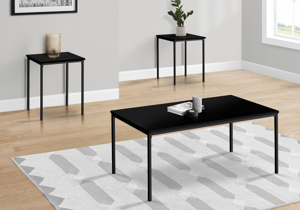 Table Set, Coffee, End, Contemporary, Modern (Set of 3) - Black