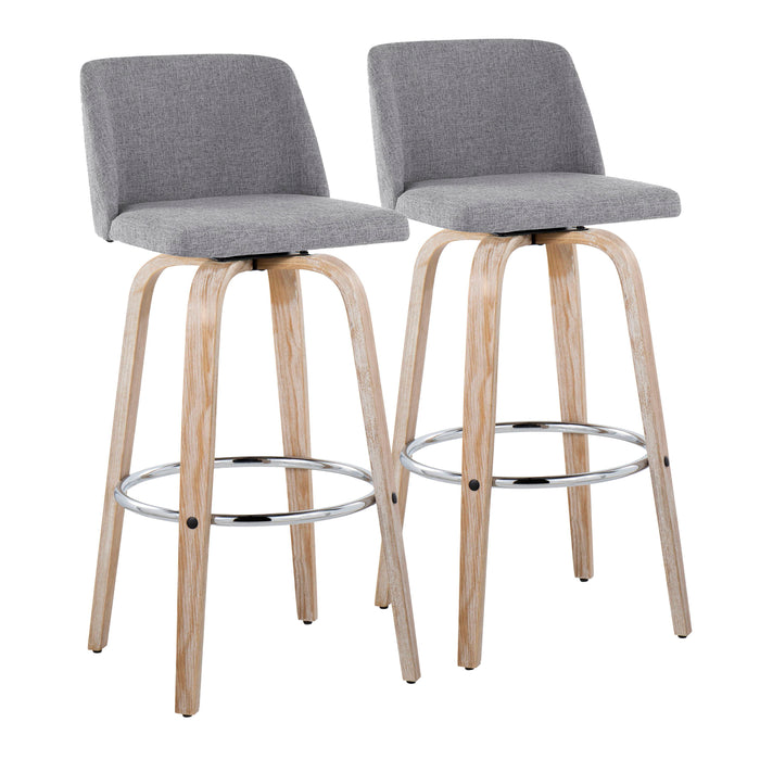 Toriano - Contemporary Fixed Height Barstool With Swivel & Round Footrest (Set of 2)