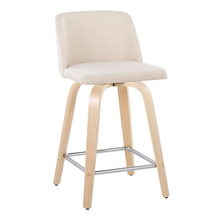 Toriano - Contemporary Fixed Height Counter Stool With Swivel With Square Footrest (Set of 2)