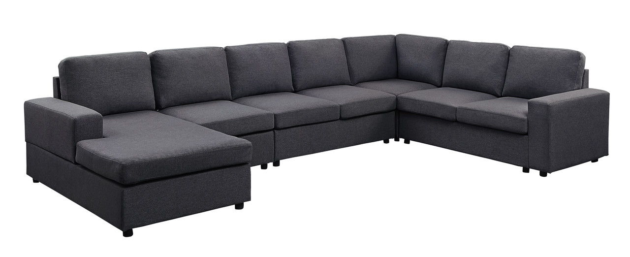 Hayden - Modular Sectional Sofa With Reversible Chaise - Dark Gray Linen