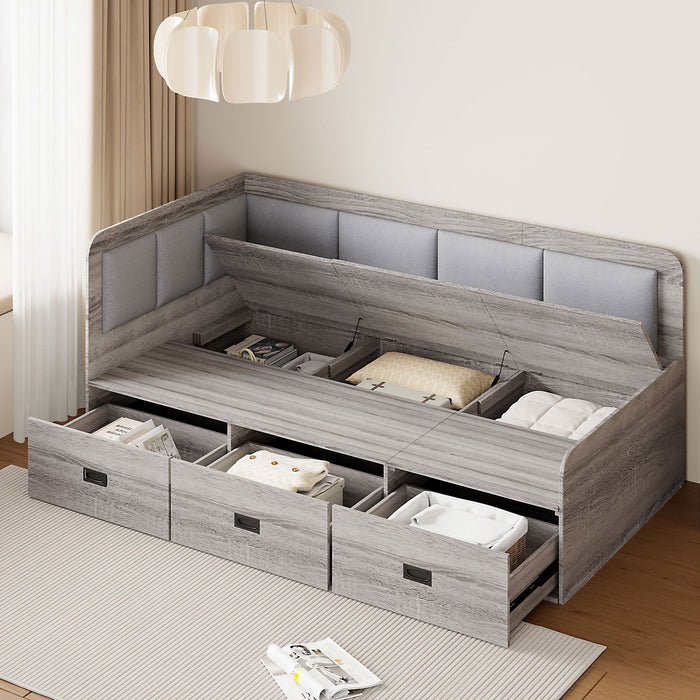 Daybed With Three Drawers And Three Storage Compartments