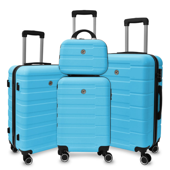 4 Piece Hard Shell Luggage Set, Carry On Suitcase With Spinner Wheels, Family Luggage Set