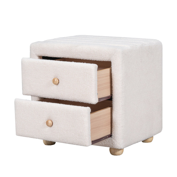 Teddy Fleece Nightstand With 2 Drawers