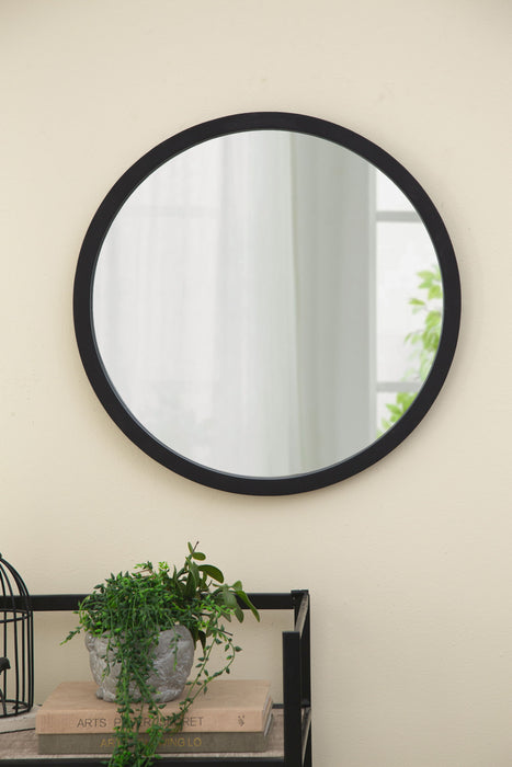 Circle Wall Mirror With Wooden Frame And Walnut Finish, Wall Mirror For Living Room Dining Room