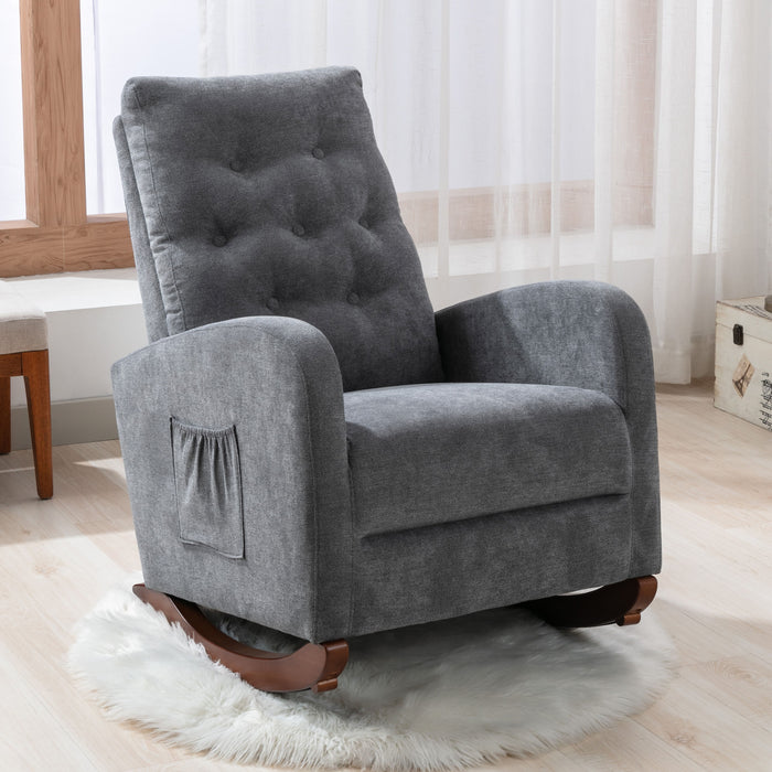 Baby Room High Back Rocking Chair Nursery Chair, Comfortable Rocker Padded Seat, Modern High Back Armchair