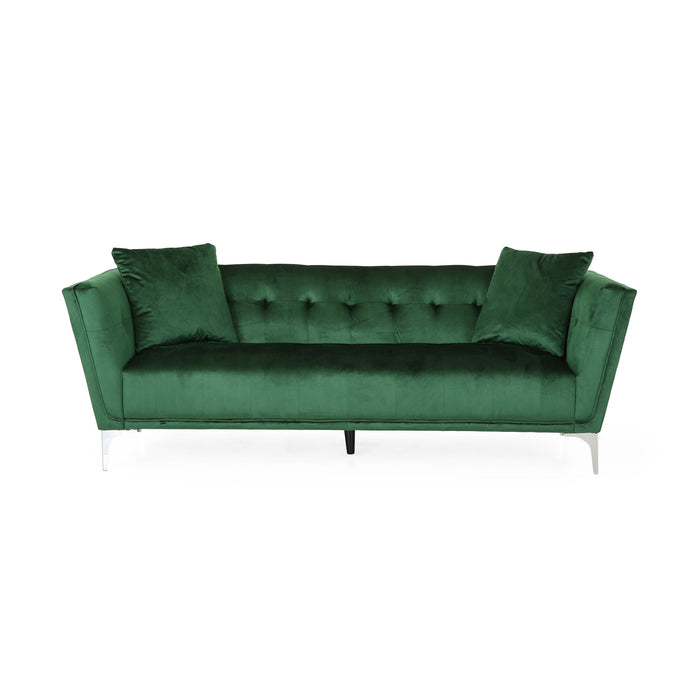 Comfy 3 Seat Sofa With Metal Legs, Modern For Living Room And Study - Emerald