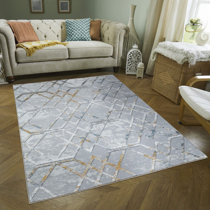 Nova - 2'7" X 7' Polypropylene Area Rug - Multi / White