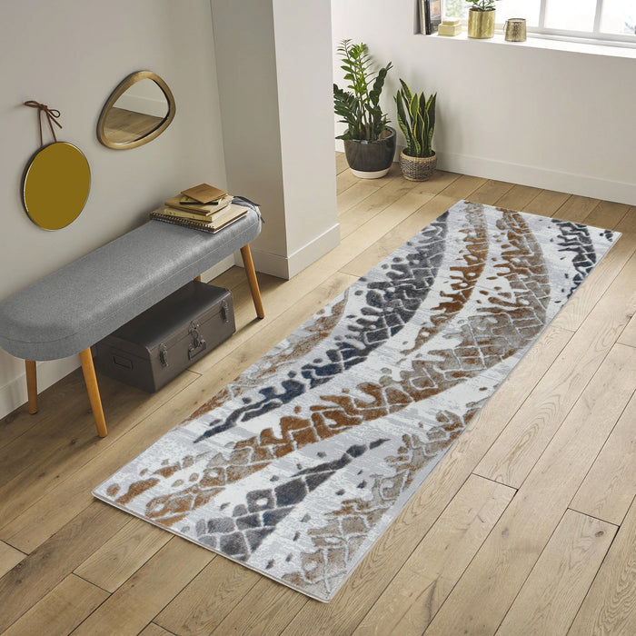 Nova - 2'7" X 7' Polypropylene, Area Rug - Multi / White