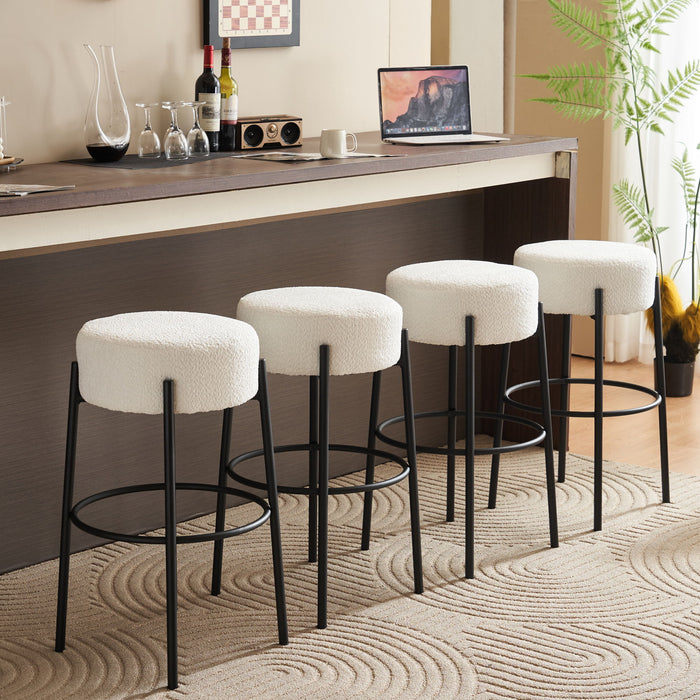 Round High Bar Stools (Set of 2), Contemporary Upholstered Dining Stools For Kitchens, Coffee Shops And Bar Stores