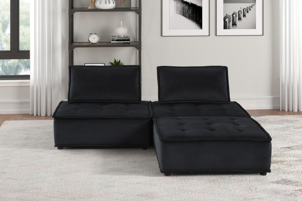 Anna - Velvet Sectional Sofa Ottoman