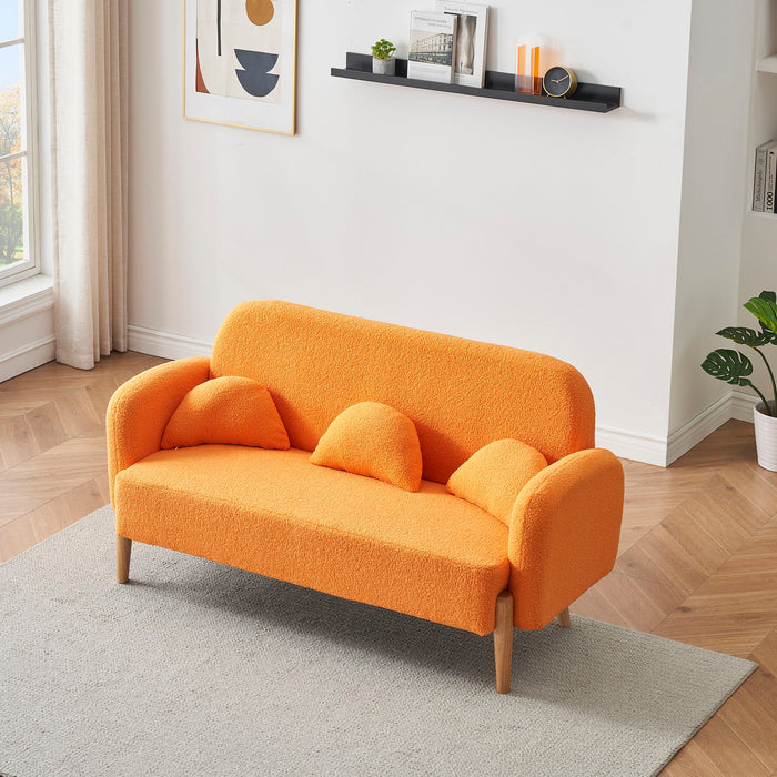 Teddy Velvet Two-Seater Sofa With Three Lumbar Pillows