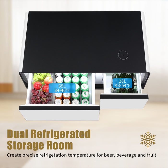 Modern Smart Coffee Table With Built In Fridge, Outlet Protection, Wireless Charging, Mechanical Temperature Control, Power Socket, USB Interface And Ice Water Interface