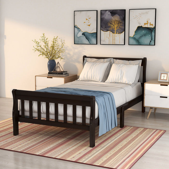 Platform Bed Frame Panel Bed Mattress Foundation Sleigh Bed With Headboard / Footboard / Wood Slat Support