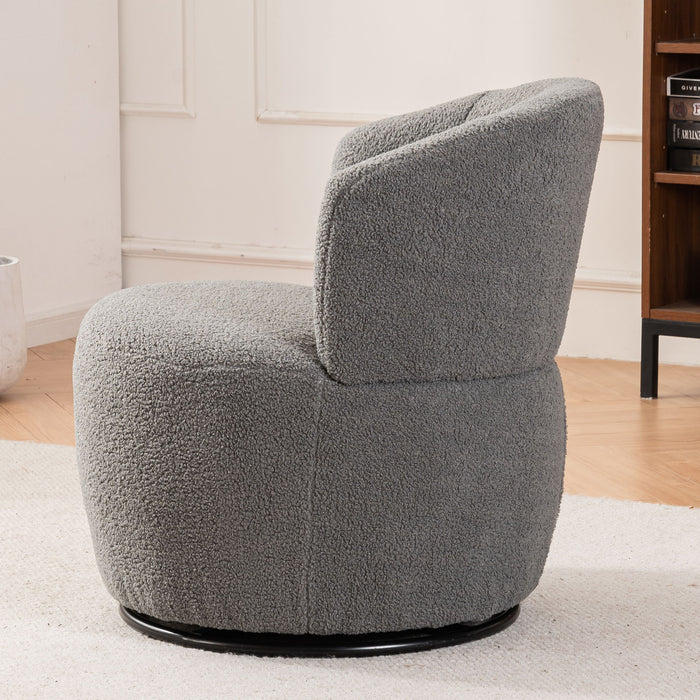 Swivel Accent Chair, Contemporary Round Armchair With 360 Degree Rotation And Metal Base For Living Room Elegance