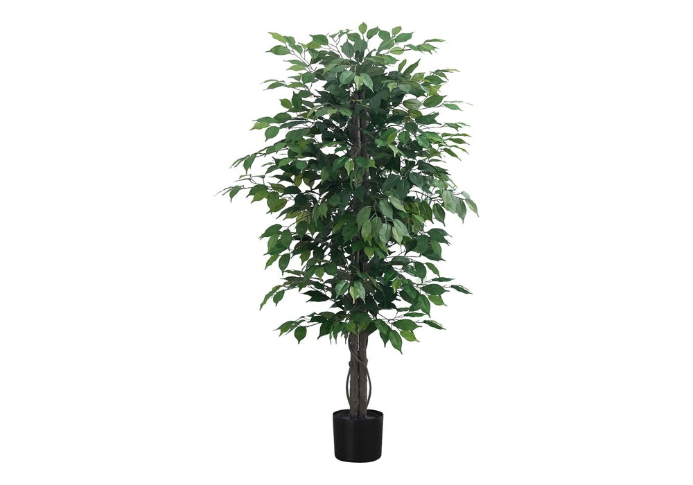 Artificial Plant, 58" Tall, Ficus Tree, Indoor, Faux, Fake, Floor, Greenery, Potted, Decorative - Green / Black