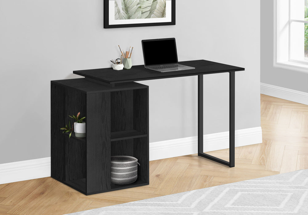 Computer Desk, Home Office, Left, Right Set-Up, Storage Shelves, Work, Laptop, Contemporary, Modern - Black