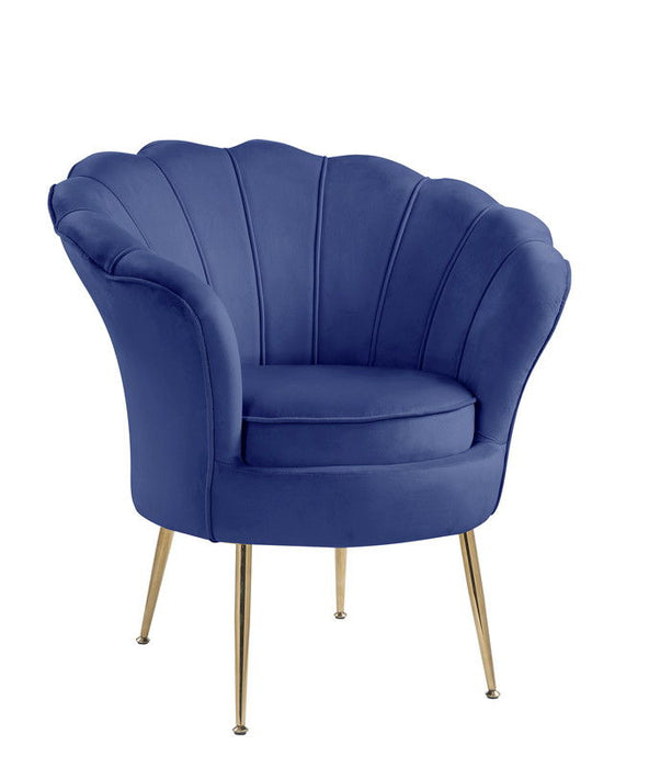 Angelina - Velvet Scalloped Back Barrel Accent Chair With Metal Legs