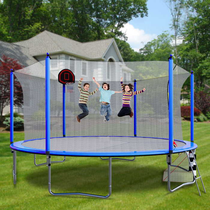 16Ft Trampoline With Basketball Hoop Pump And Ladder (Inner Safety Enclosure) With Soccer Goal