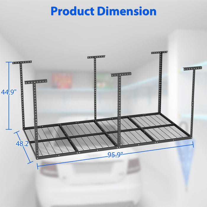 Overhead Garage Storage Rack, Adjustable Garage Storage Organization Systerm, Heavy Duty Metal Garage Ceiling Storage Racks, 560Lbs Weight Capacity