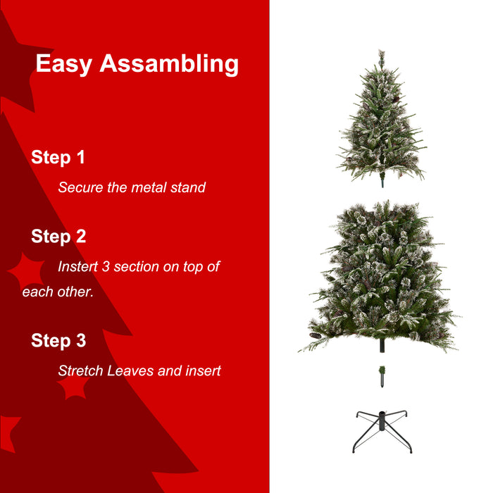 6ft  PE/PVC Christmas Tree with Metal Base - Green