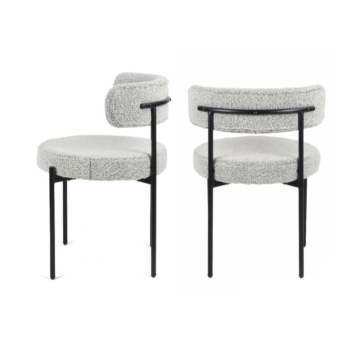 Burbank - Modern Round Boucle Dining Chairs (Set of 2) - Black / White