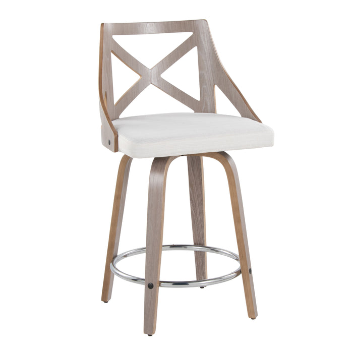 Charlotte - Farmhouse Fixed Height Counter Stool & Swivel With Round Footrest (Set of 2)