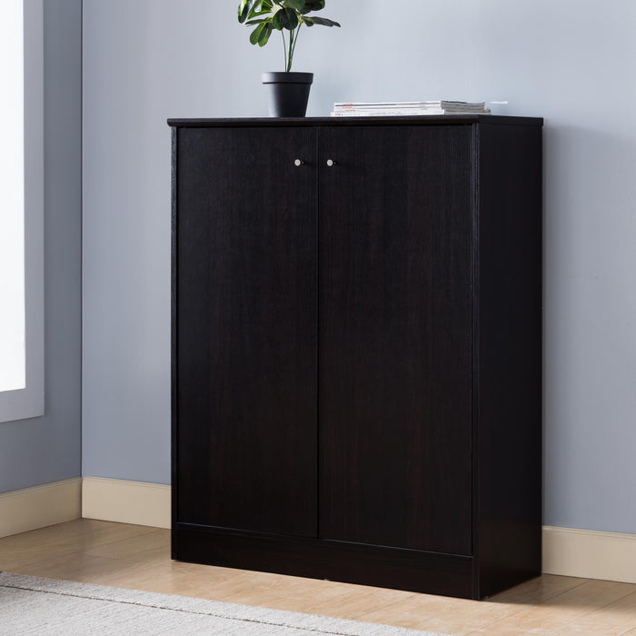 Shoe/Storage Cabinet With Two Doors Five Shelves - Espresso