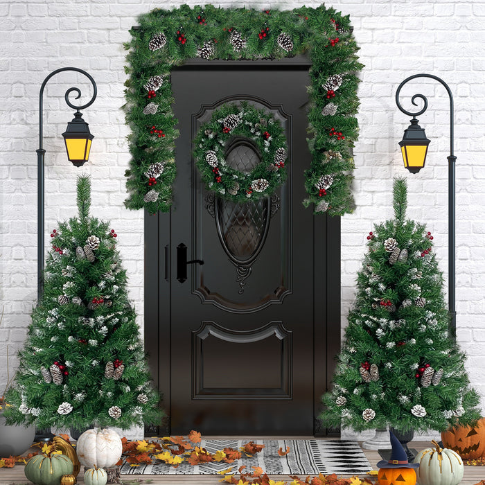 Pre-lit Christmas Tree 4-Piece Set - Dark Green