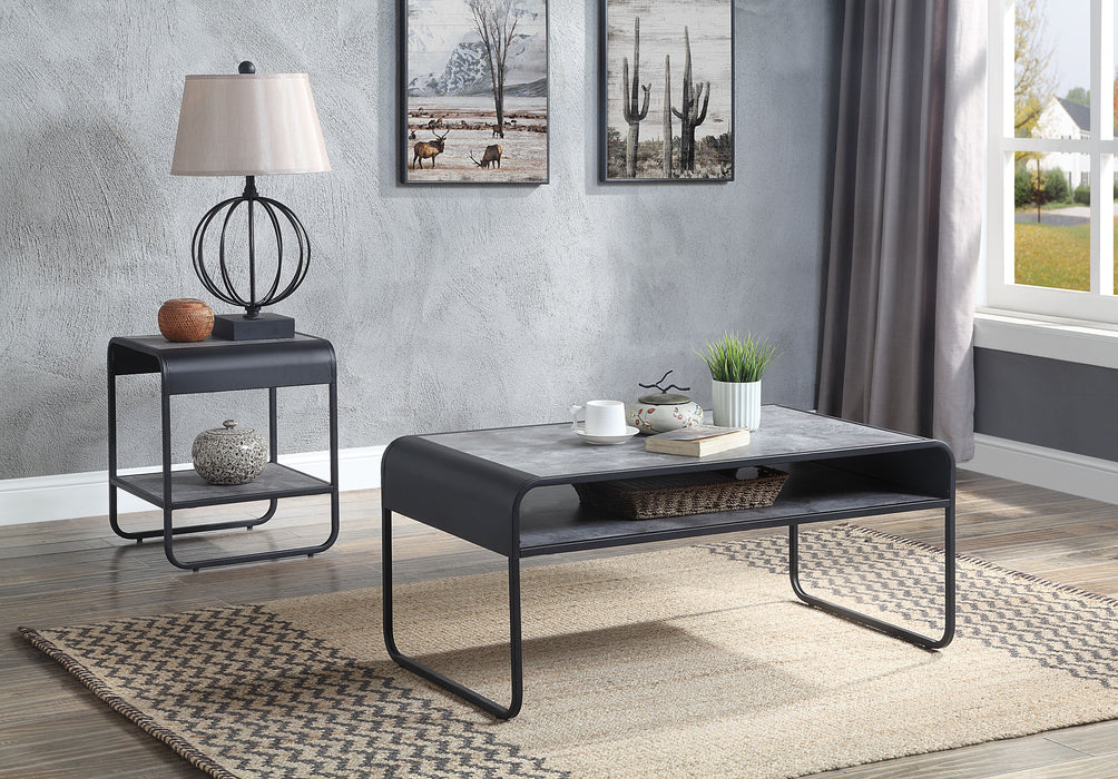 Raziela - Concrete Coffee Table - Black / Gray