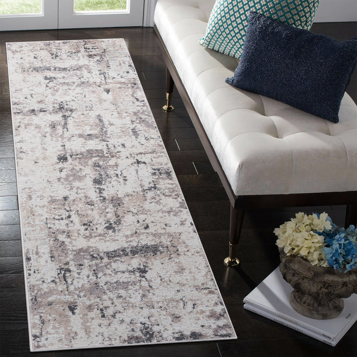 2' x 8' Abstract Non-Shedding Living Room Bedroom Dining Home Office Stylish And Stain Resistant Area Rug - Cream / Brown