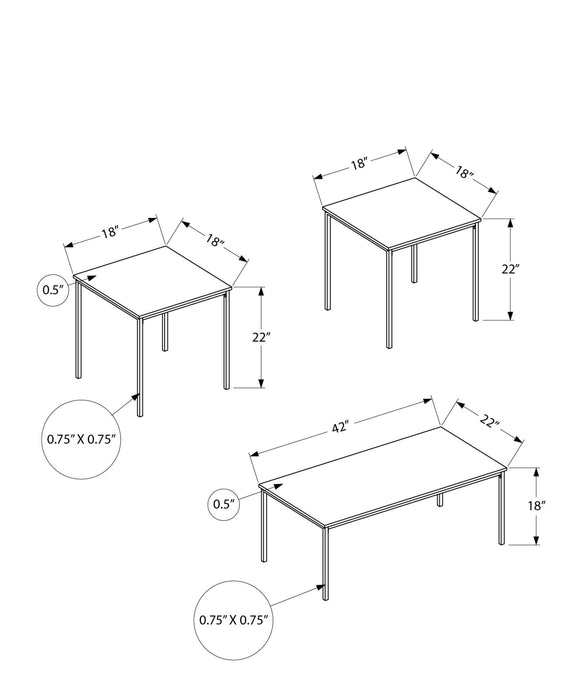 Table Set, Coffee, End, Contemporary, Modern (Set of 3) - Black