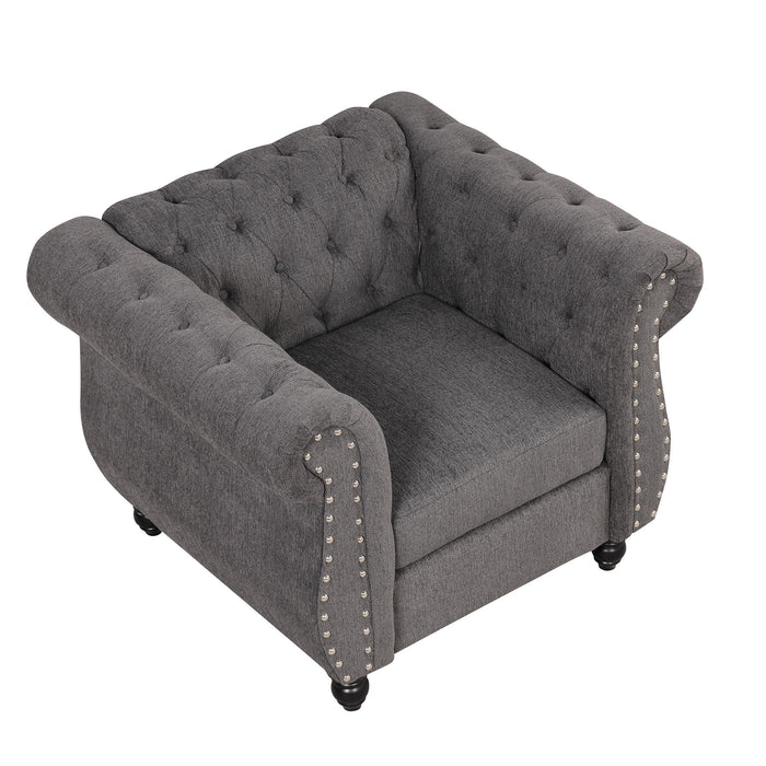 Modern Sofa Dutch Plush Upholstered Sofa, Solid Wood Legs, Buttoned Tufted Backrest