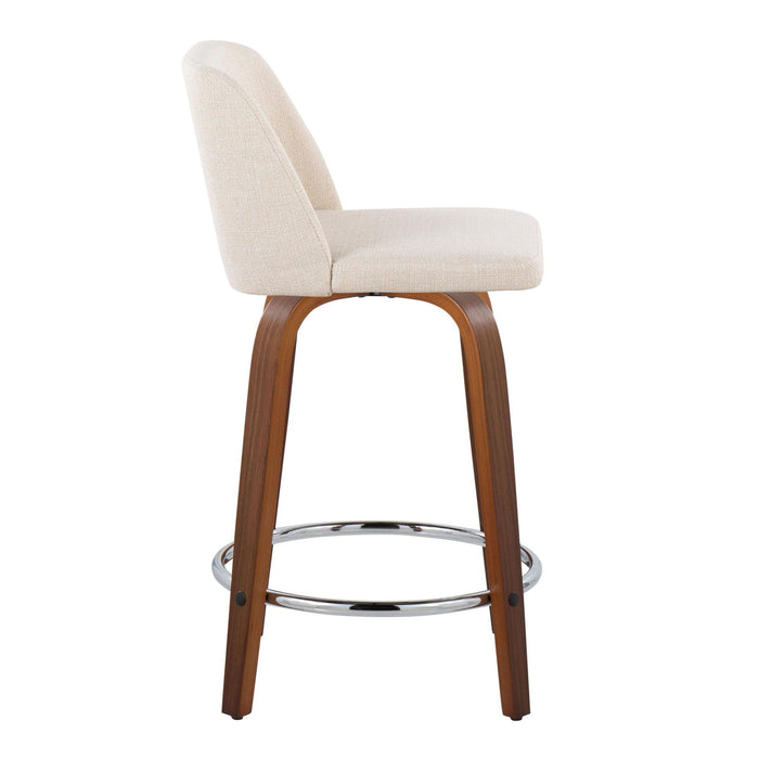 Toriano - Mid Century Modern Fixed Height Counter Stool With Swivel With Round Footrest (Set of 2)