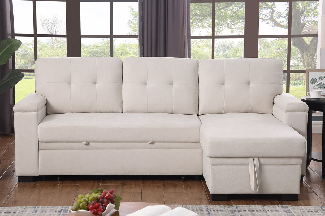 Lucca II  - 84.5"W Reversible Sleeper Sectional Sofa with Storage Chaise