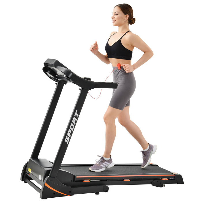 Folding Electric 3.5Hp Treadmill With Incline Medium Running Machine Motorised LCD Gym 330Lbs Folding Treadmill Electric Motorized Power 14.8Km / H Running Fitness Machine Gym - Black