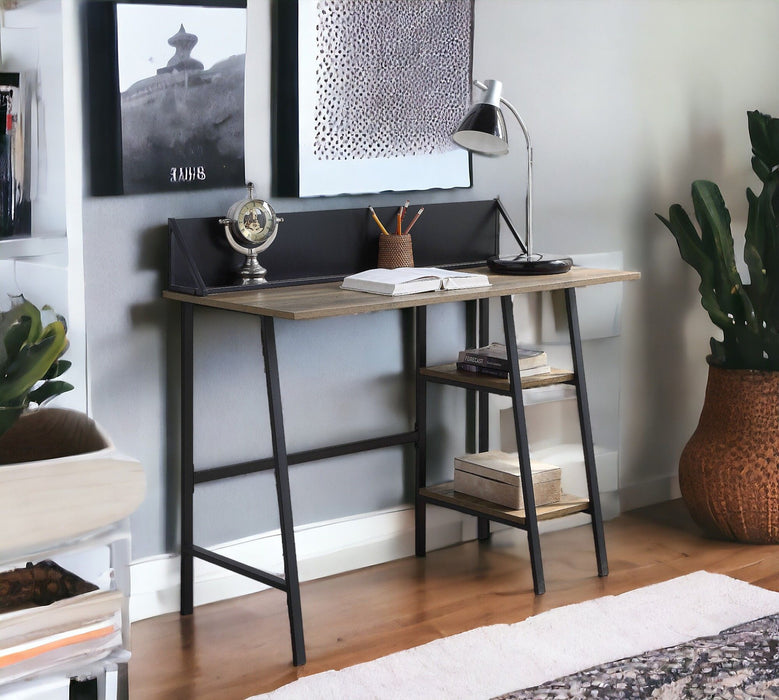 Garima - Legs Writing Desk - Rustic Oak / Black