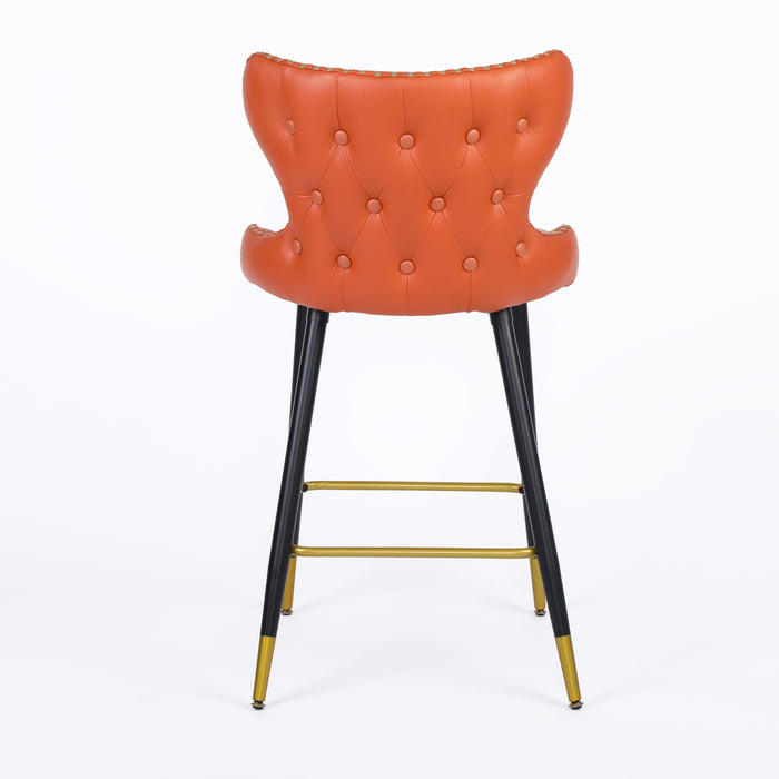 Counter Height Barstools with Backs (Orange, Set of 2)