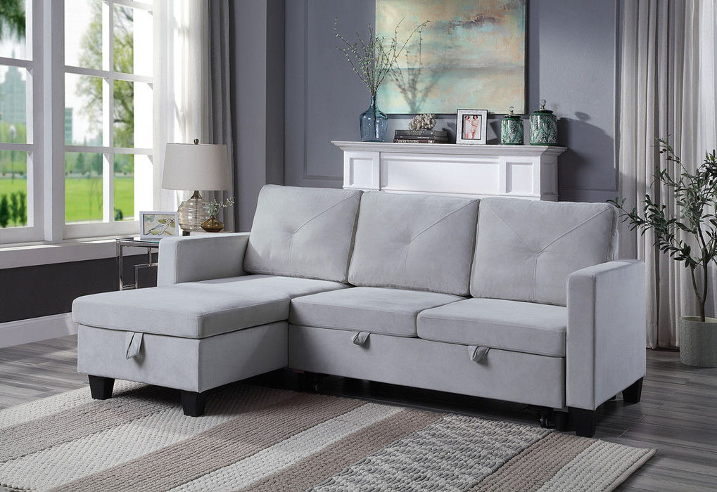 Nova - Velvet Reversible Sleeper Sectional Sofa With Storage Chaise