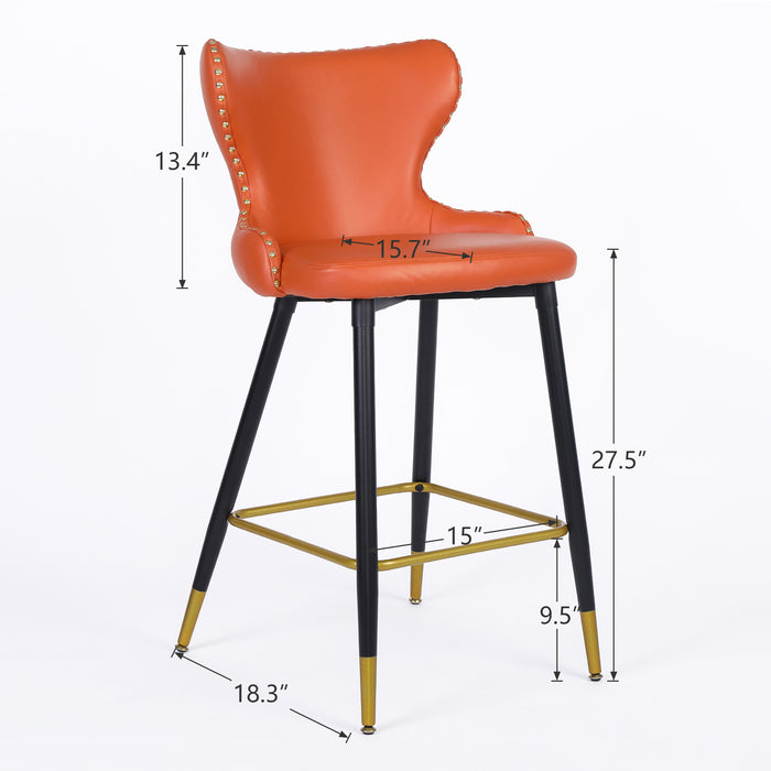 Counter Height Barstools with Backs (Orange, Set of 2)