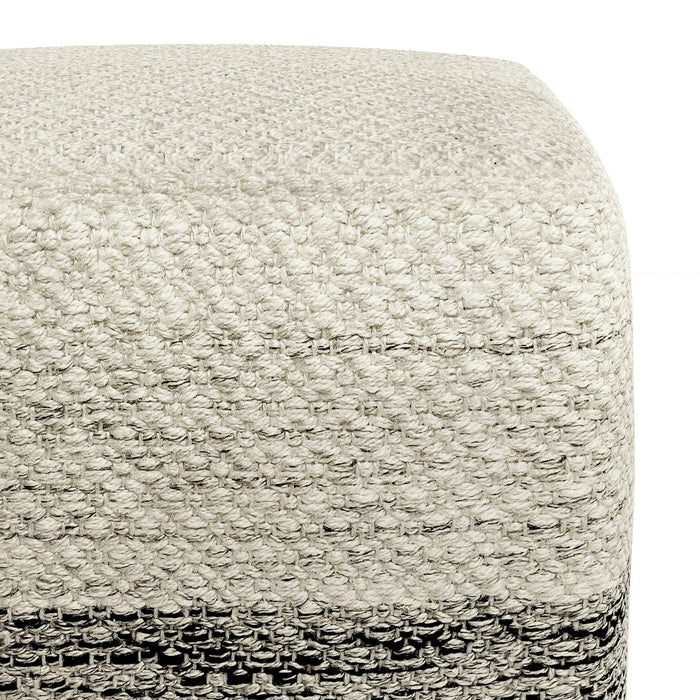 Macie - Square Woven Outdoor / Indoor Pouf - Grey / White