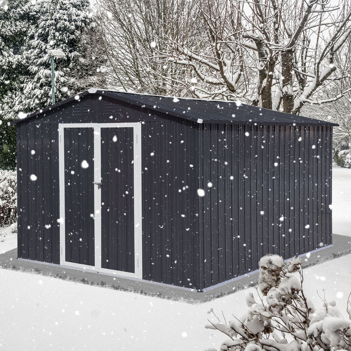 10'x12' Garden Sheds Outdoor Storage Sheds - Dark Gray